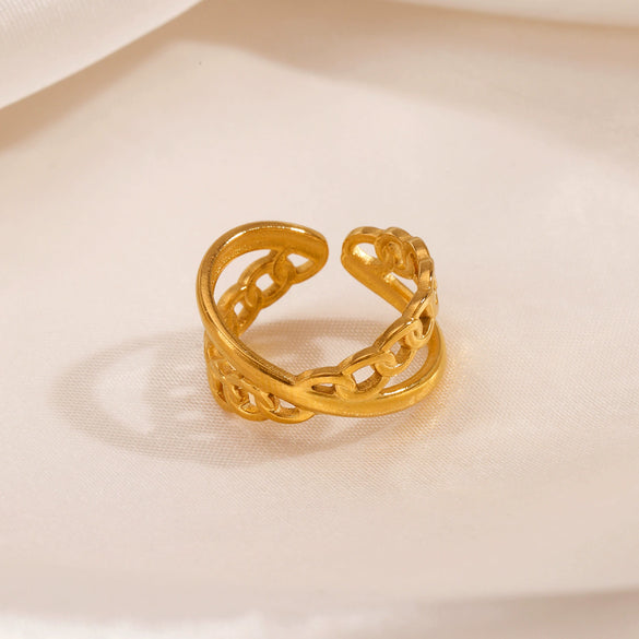 Stainless Steel Geometric Electroplated Ring For Women
