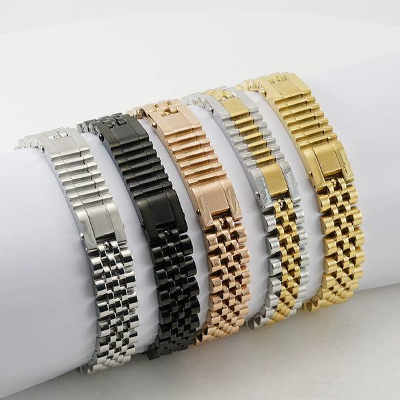 Stainless Steel Geometric Electroplated Watch Strap Chain Bracelet Trendy Unisex Metal Jewelry