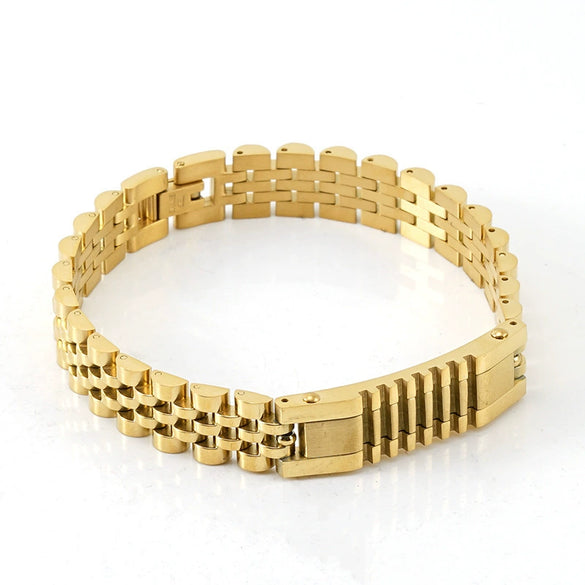 Stainless Steel Geometric Electroplated Watch Strap Chain Bracelet Trendy Unisex Metal Jewelry