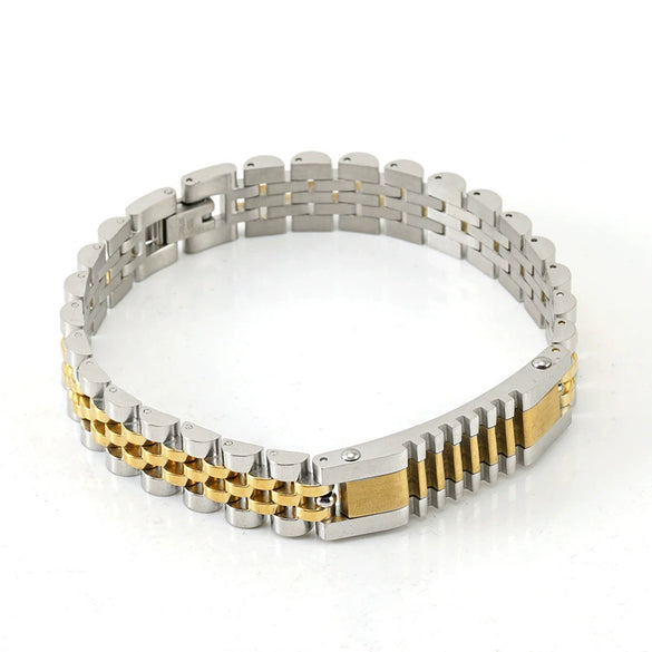 Stainless Steel Geometric Electroplated Watch Strap Chain Bracelet Trendy Unisex Metal Jewelry