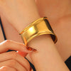 Stainless Steel Geometric Electroplated Wide Face Spring Open Bracelet