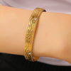 Stainless Steel Geometric Electroplated Wide Face Spring Open Bracelet