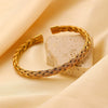 Stainless Steel Geometric Electroplated Wide Face Spring Open Bracelet