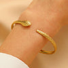 Stainless Steel Geometric Electroplated Wide Face Spring Open Bracelet