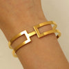 Stainless Steel Geometric Electroplated Wide Face Spring Open Bracelet