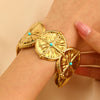 Stainless Steel Geometric Electroplated Wide Face Spring Open Bracelet