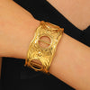 Stainless Steel Geometric Electroplated Wide Face Spring Open Bracelet
