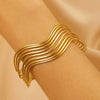 Stainless Steel Geometric Electroplated Wide Face Spring Open Bracelet