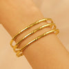 Stainless Steel Geometric Electroplated Wide Face Spring Open Bracelet