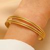 Stainless Steel Geometric Electroplated Wide Face Spring Open Bracelet