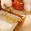 Stainless Steel Geometric Electroplated Wide Face Spring Open Bracelet