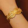 Stainless Steel Geometric Electroplated Wide Face Spring Open Bracelet