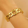 Stainless Steel Geometric Electroplated Wide Face Spring Open Bracelet