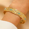 Stainless Steel Geometric Electroplated Wide Face Spring Open Bracelet