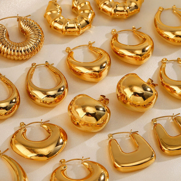 Stainless Steel Geometric Electroplated Women's Earrings Highend Retro Light Luxury Style