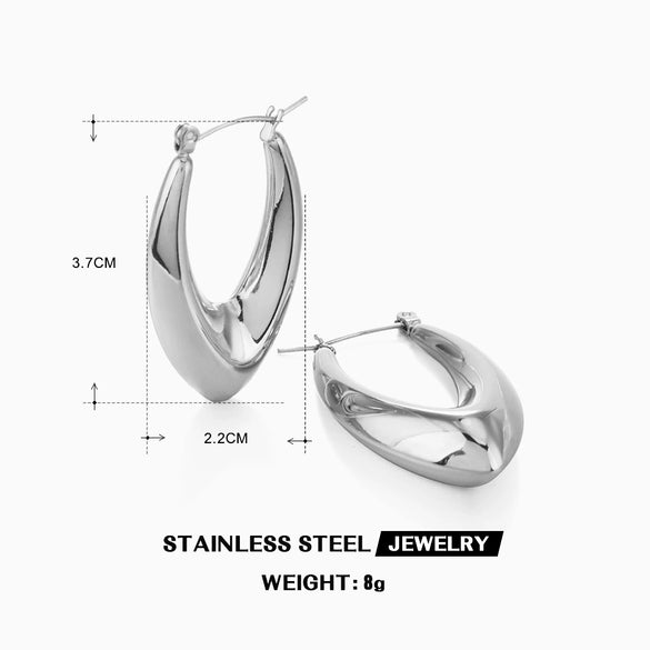 Stainless Steel Geometric Electroplated Women's Earrings Highend Retro Light Luxury Style