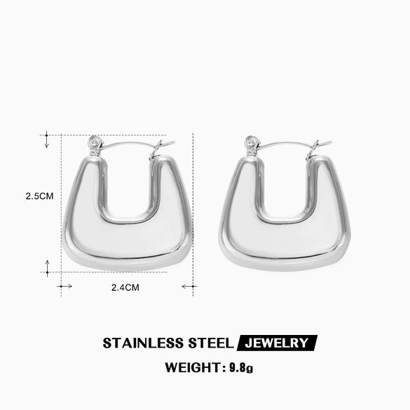 Stainless Steel Geometric Electroplated Women's Earrings Highend Retro Light Luxury Style
