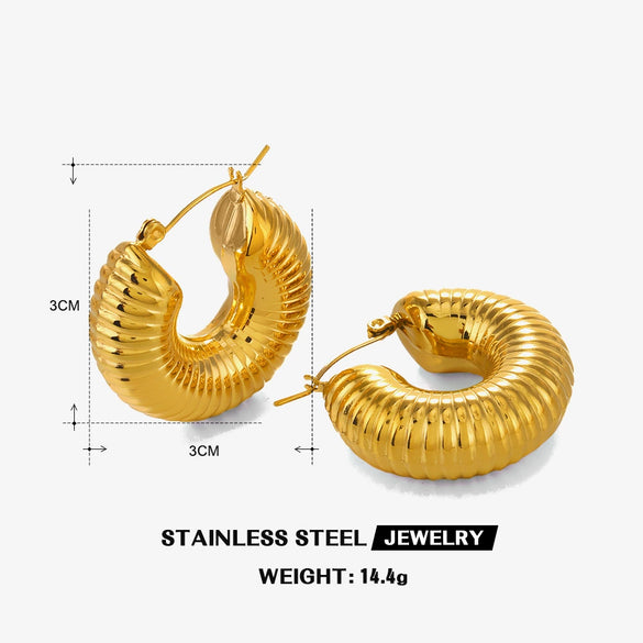 Stainless Steel Geometric Electroplated Women's Earrings Highend Retro Light Luxury Style