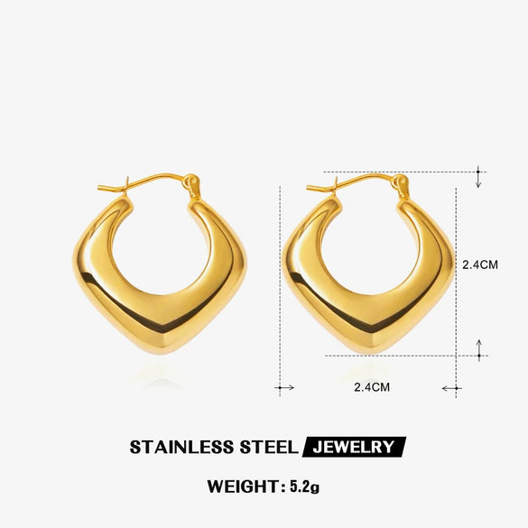 Stainless Steel Geometric Electroplated Women's Earrings Highend Retro Light Luxury Style