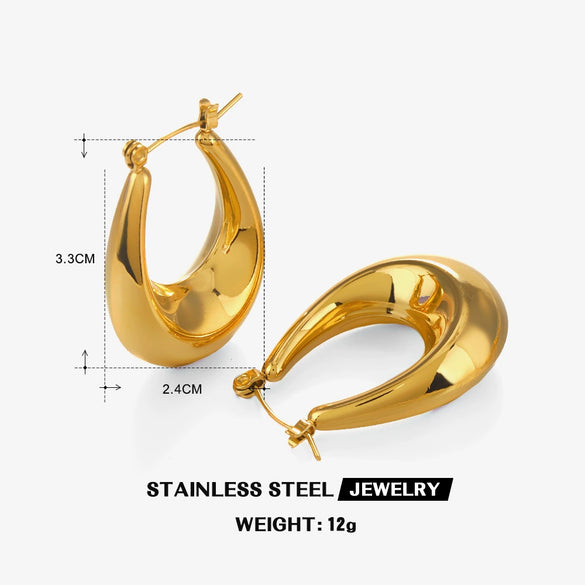Stainless Steel Geometric Electroplated Women's Earrings Highend Retro Light Luxury Style