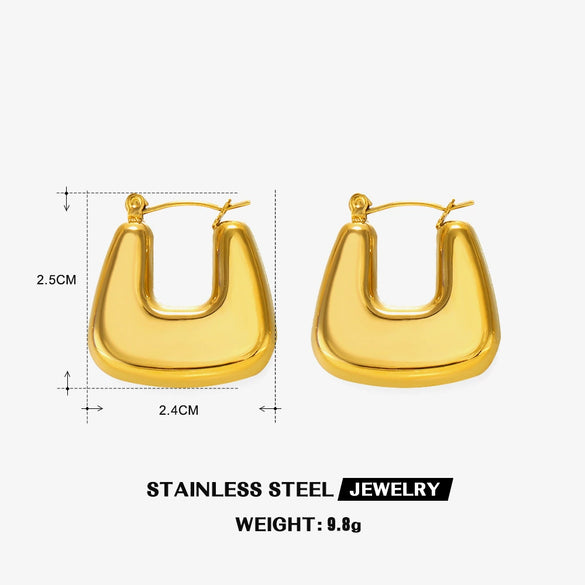 Stainless Steel Geometric Electroplated Women's Earrings Highend Retro Light Luxury Style