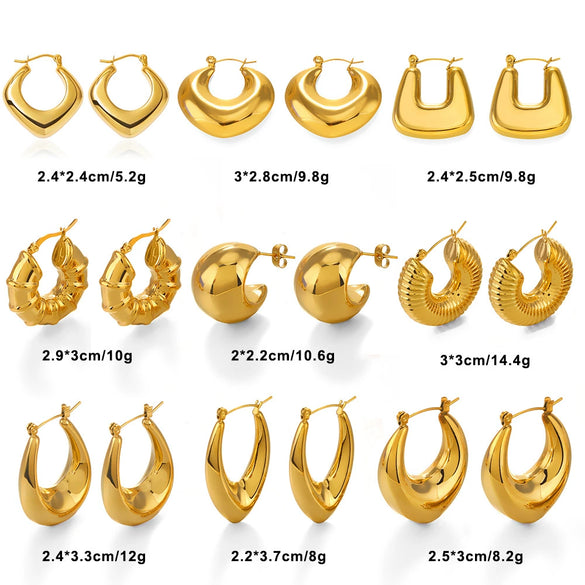 Stainless Steel Geometric Electroplated Women's Earrings Highend Retro Light Luxury Style