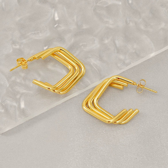 Stainless Steel Geometric Electroplated Women's Earrings Trendy Jewelry