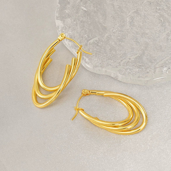 Stainless Steel Geometric Electroplated Women's Earrings Trendy Jewelry