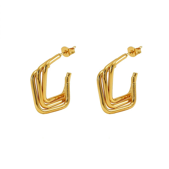 Stainless Steel Geometric Electroplated Women's Earrings Trendy Jewelry