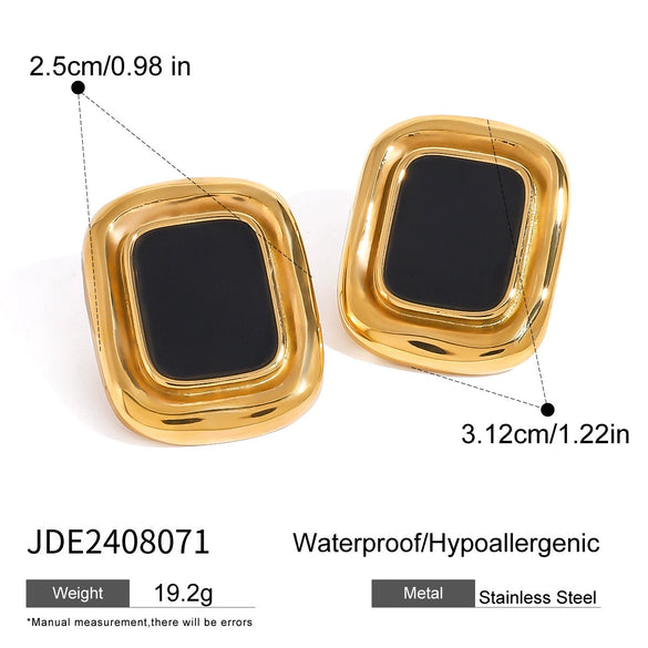Stainless Steel Geometric Electroplated Women's Exaggerated Cat's Eye Stone Earrings