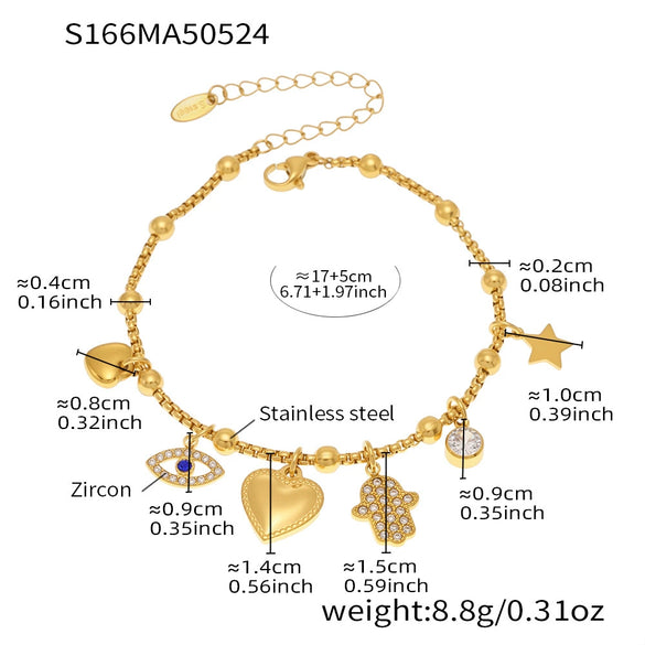 Stainless Steel Geometric Electroplated Women's Fashion Jewelry Bracelet Anklet Combination