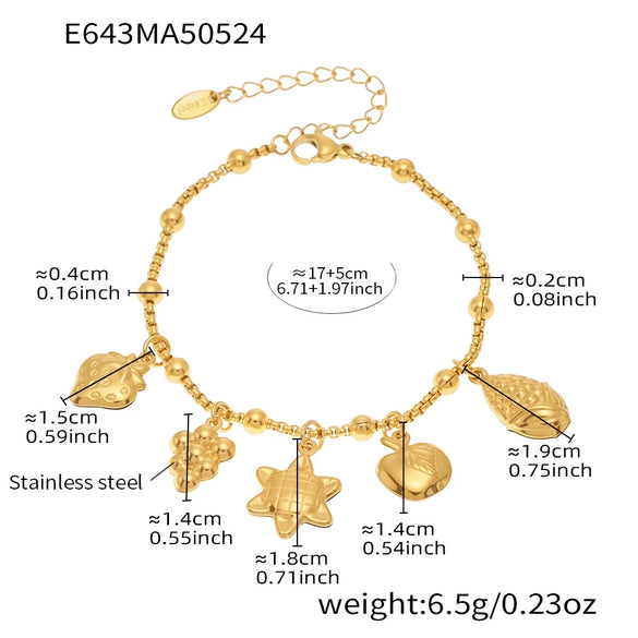 Stainless Steel Geometric Electroplated Women's Fashion Jewelry Bracelet Anklet Combination