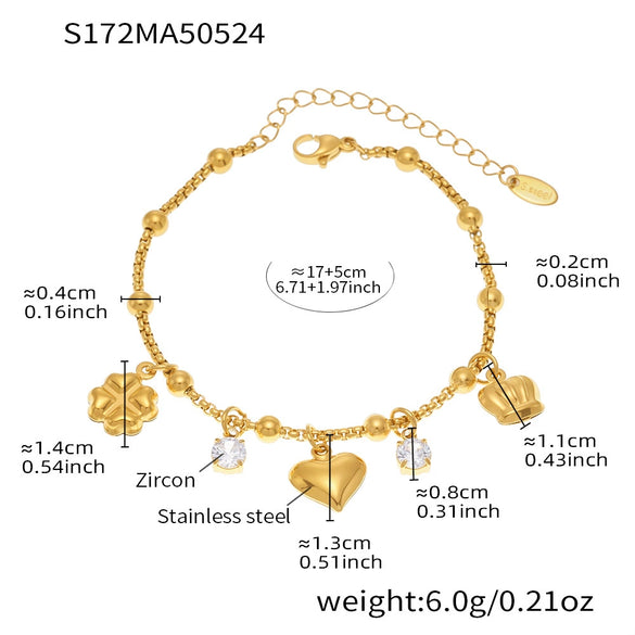 Stainless Steel Geometric Electroplated Women's Fashion Jewelry Bracelet Anklet Combination