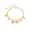 Stainless Steel Geometric Electroplated Women's Fashion Jewelry Bracelet Anklet Combination