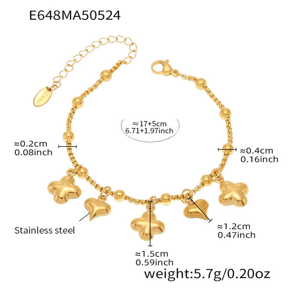 Stainless Steel Geometric Electroplated Women's Fashion Jewelry Bracelet Anklet Combination