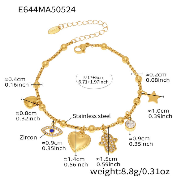 Stainless Steel Geometric Electroplated Women's Fashion Jewelry Bracelet Anklet Combination