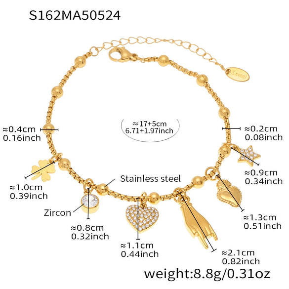 Stainless Steel Geometric Electroplated Women's Fashion Jewelry Bracelet Anklet Combination