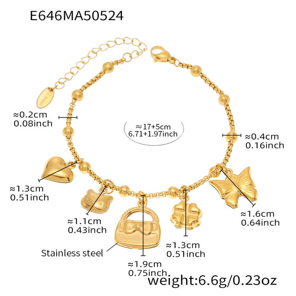 Stainless Steel Geometric Electroplated Women's Fashion Jewelry Bracelet Anklet Combination