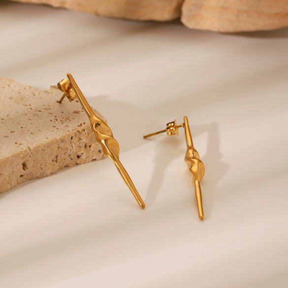 Stainless Steel Geometric Electroplated Women's Spiral Needle Earrings
