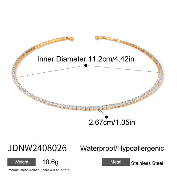 Stainless Steel Geometric Electroplated Zircon Opening Bracelet Jewelry