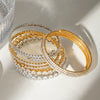 Stainless Steel Geometric Electroplated Zircon Opening Bracelet Jewelry