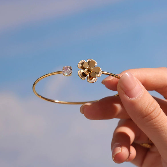 316L Stainless Steel Geometric Electroplating Starfish Flower Shell Open Thin Circle Bracelet Hand Jewelry