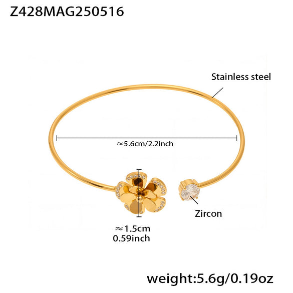 316L Stainless Steel Geometric Electroplating Starfish Flower Shell Open Thin Circle Bracelet Hand Jewelry