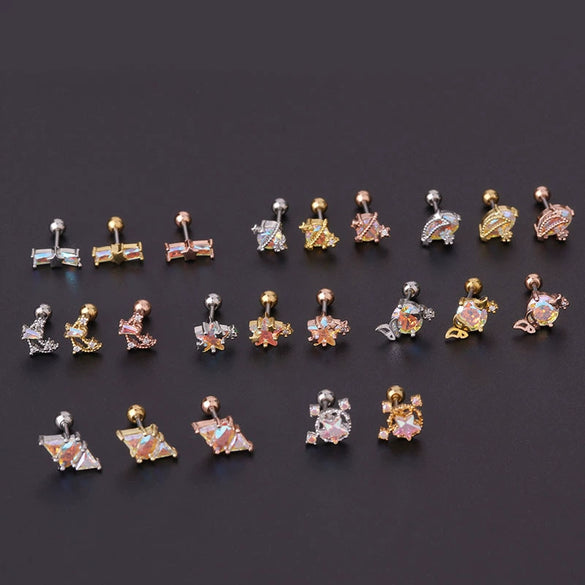 Stainless Steel Geometric Electroplating Women's Ear Nail Puncture Earrings
