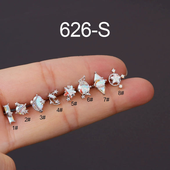 Stainless Steel Geometric Electroplating Women's Ear Nail Puncture Earrings
