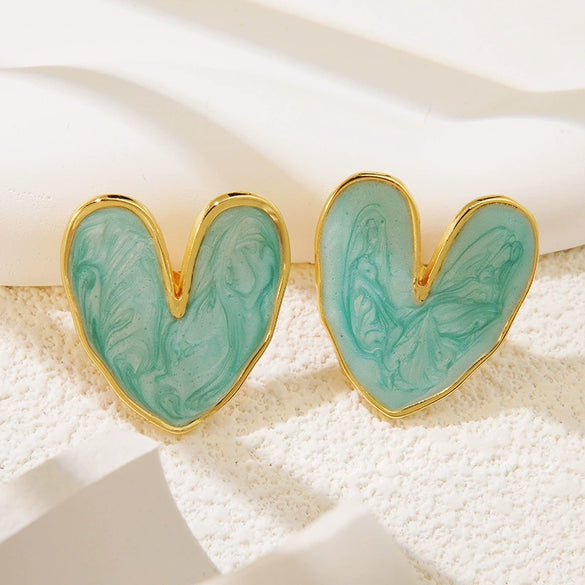 Stainless Steel Geometric Elegant Electroplated Love Earrings For Women