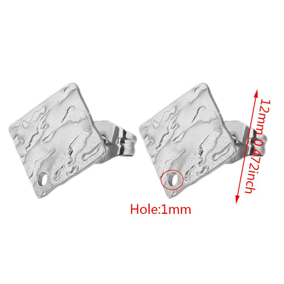 Stainless Steel Geometric Embossed Earring Piece Jewelry Accessories For Earrings Making With Electroplating And 18K Gold Plating