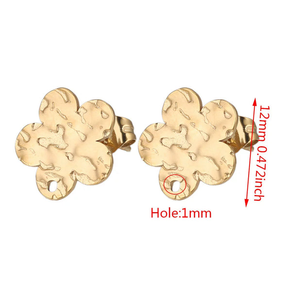 Stainless Steel Geometric Embossed Earring Piece Jewelry Accessories For Earrings Making With Electroplating And 18K Gold Plating
