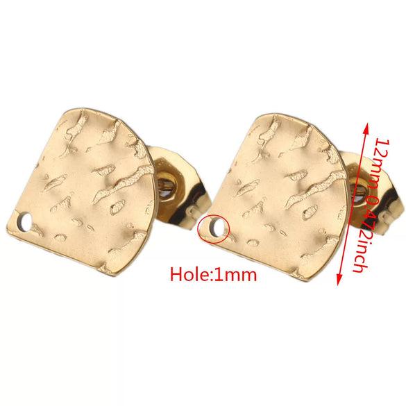 Stainless Steel Geometric Embossed Earring Piece Jewelry Accessories For Earrings Making With Electroplating And 18K Gold Plating