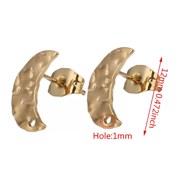Stainless Steel Geometric Embossed Earring Piece Jewelry Accessories For Earrings Making With Electroplating And 18K Gold Plating